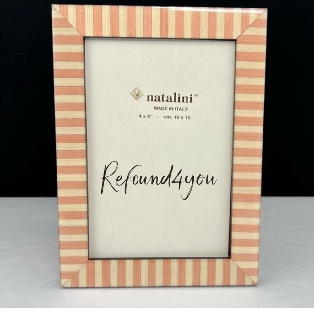 Natalini - ‘Peach Stripes’ wood picture frame. 4” x 6”. NWT.